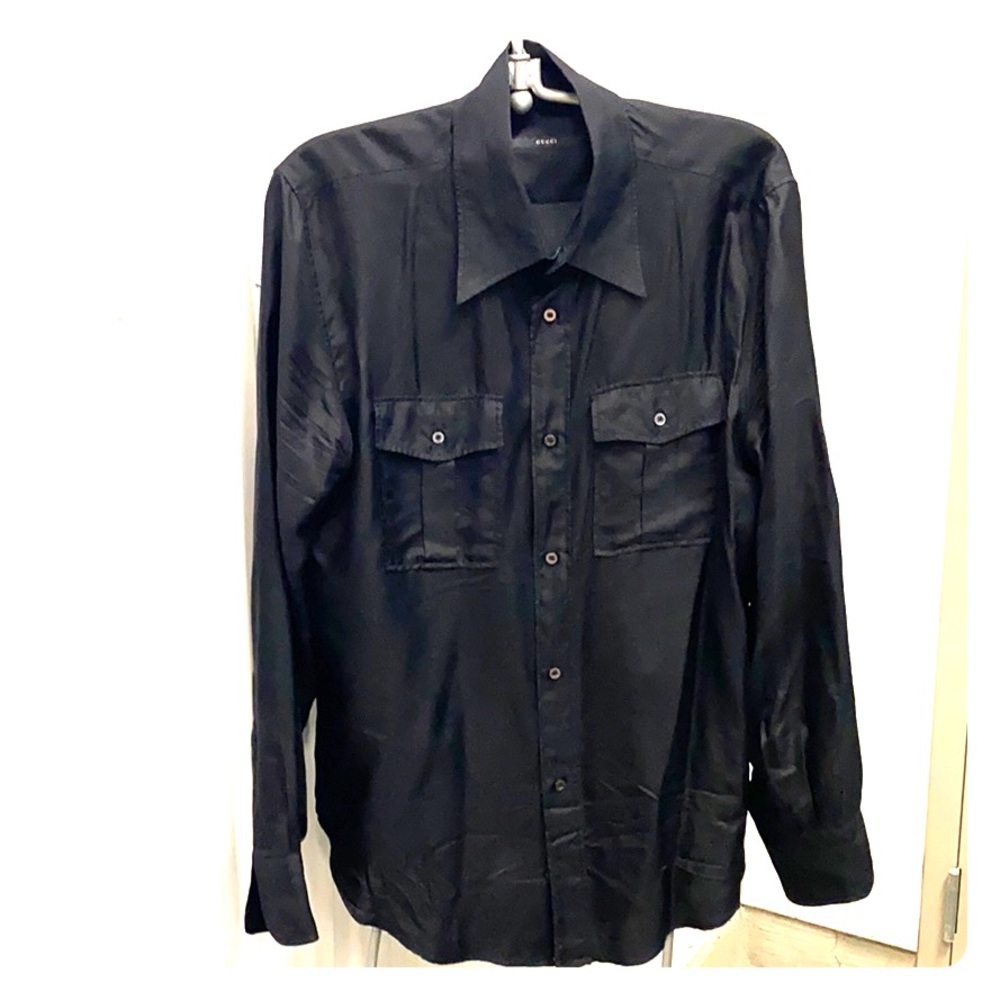 Gucci long sleeve silk button up shirt